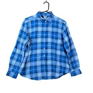 Pendleton Womens Shirt Blue White Plaid Flannel Button Down Long Sleeve 1X